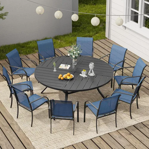 Miniatura 8 de VICLLAX Juego de 2 sillas de patio pequeñas para exteriores, juego de sillas apilables para patio y mesa de comedor cuadrada para porche delantero