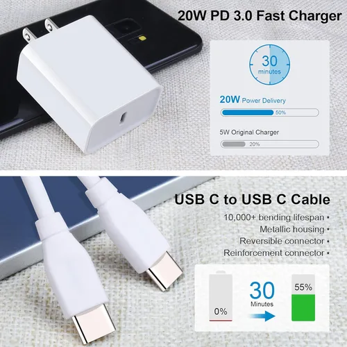 Miniatura 2 de Cargador rápido USB C para Google Pixel 10 Pro XL 9a 9 Pro XL Fold 9 8a 8 Pro 7a 7 7Pro 6 6Pro 6a 5 4 4a 4XL 3a 3XL 2XL, Samsung Galaxy A16 A15 5G