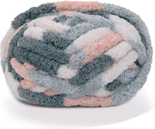 Miniatura 5 de Hilo de felpilla de punto grueso para mantas de tejer a mano, súper suave para mantas grandes jumbo (color rosa claro)