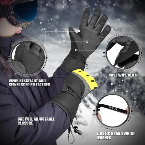 Miniatura 11 de MCTi Guantes de esquí, impermeables, para snowboard y nieve, 3M, Thinsulate, para clima frío, para mujer, para invierno, con pantalla táctil