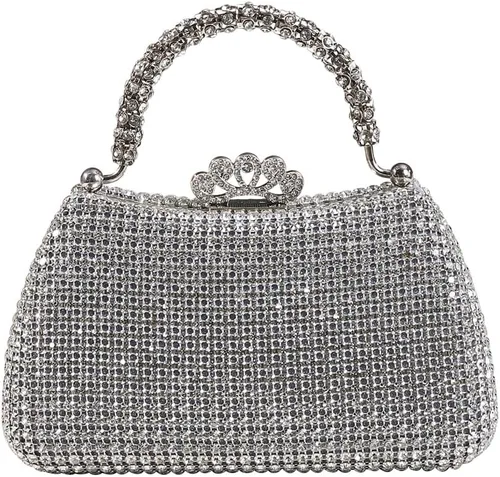Miniatura 9 de Dreubea Bolso de mano hermoso para mujer, bolso de mano de moda brillante con diamantes de imitación