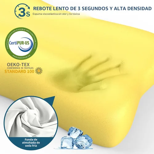 Miniatura 4 de Almohada cervical para el alivio del dolor, almohadas de espuma viscoelástica con contorno para dormir, almohada ergonómica ortopédica de Blanco