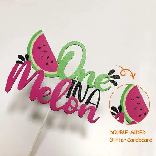Miniatura 2 de Decoración para pastel de sandía con purpurina One in a Melon, decoración de fiesta infantil con temática de sandía, suministros de fiesta para baby
