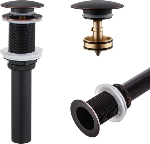 Miniatura 12 de KOKOSIRI C1002BK - Drenaje desplegable para fregadero de baño con cesta coladora, color negro mate con recogedor de pelo desmontable, Mate negro