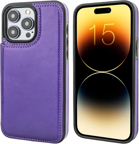 Miniatura 3 de ONETOP Compatible con iPhone 15 Pro Max Funda Cartera con Portador de Tarjetas, Cuero PU con Soporte Ranuras para Tarjetas, Doble Cierre Magnético
