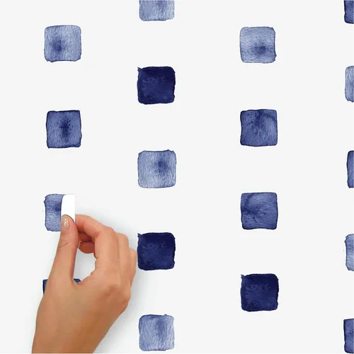 Miniatura 4 de RoomMates RMK4885SCS - Calcomanías de pared para despegar y pegar en bloques de acuarela azul