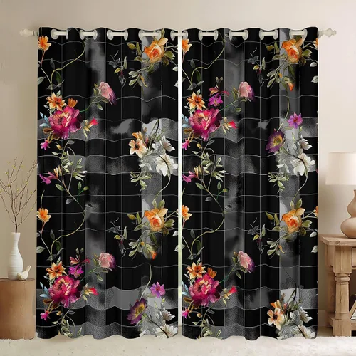 Miniatura 26 de Cortinas y cortinas de damasco turquesa para adultos, cortinas opacas barrocas victorianas antiguas, 2 paneles de 38 pulgadas de ancho x 54 pulgadas