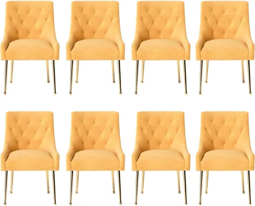 Miniatura 15 de Juego de 2 sillas de comedor, sillas de comedor modernas de terciopelo con patas doradas, elegantes sillas decorativas acolchadas para recepción
