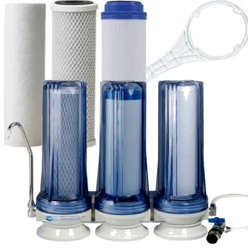 Sistema de filtro de agua para mostrador Filtros transparentes de sedimento/GAC/carbono de 3 etapas.