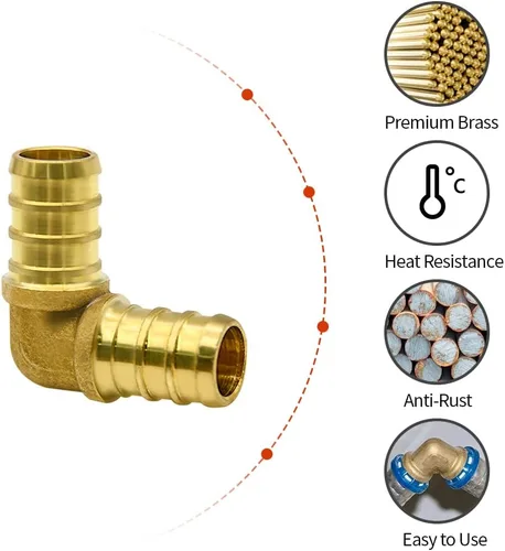 Miniatura 2 de Paquete de 10 accesorios de codo PEX de 1/2 pulgada, accesorios de latón para tubería PEX