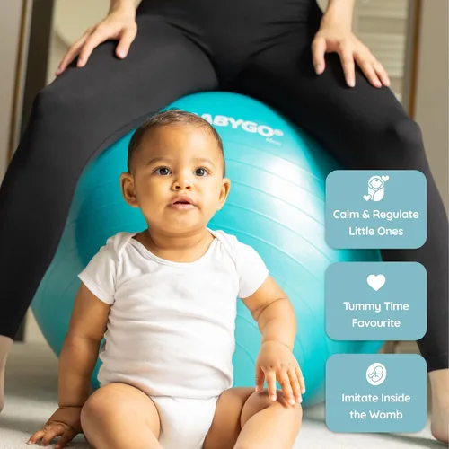 Miniatura 7 de BABYGO Pelota de Parto – Juego de pelota y libro de yoga para embarazo, trabajo de parto y ejercicio con enfoque en trimestres, fisioterapia