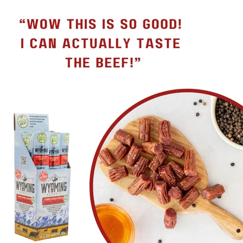 Miniatura 4 de Wyoming Palitos de carne 100% alimentados con pasto – 4 veces cada sabor – Humo de nogal vaquero, jengibre salvaje y jalapeño original – Snacks