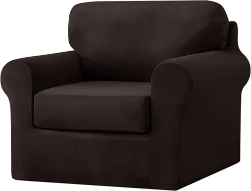 Miniatura 88 de UNBBRRL Fundas de sofá de 3 piezas para sofá, funda de terciopelo elástico para sillón con 1 funda de cojín de asiento y 1 funda de respaldo