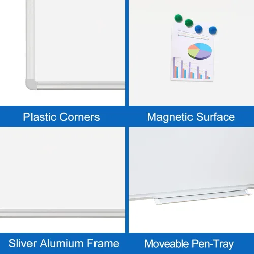 Miniatura 3 de DEVELOP Pizarra blanca magnética de borrado en seco de 24 x 36 pulgadas, marco de aluminio montado en la pared con bandeja de marcadores desmontable