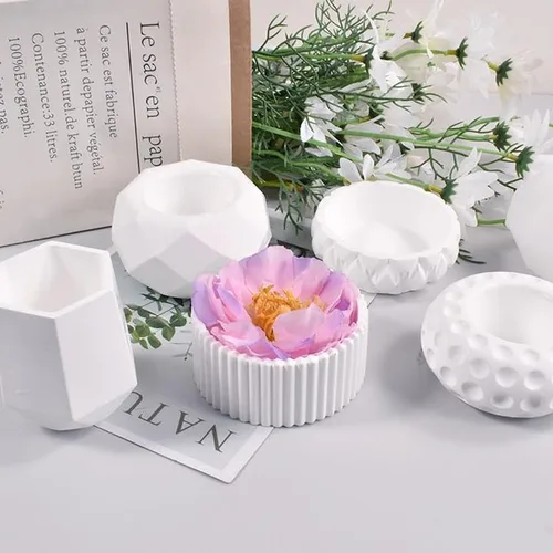 Miniatura 3 de Molde de florero de silicona para resina epoxi, hormigón, arcilla, suculenta, plantador, tazón, vela, jabón, fundición Valla