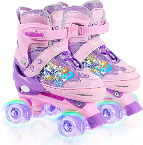 Miniatura 7 de Patines de ruedas para niñas y niños, 4 tamaños ajustables con ruedas iluminadas A-Rosa