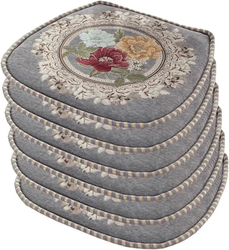 Miniatura 12 de EORNOW Juego de cojines para silla de comedor con lazos, juego de 1/2/4, almohadillas antideslizantes para silla de comedor con funda extraíble