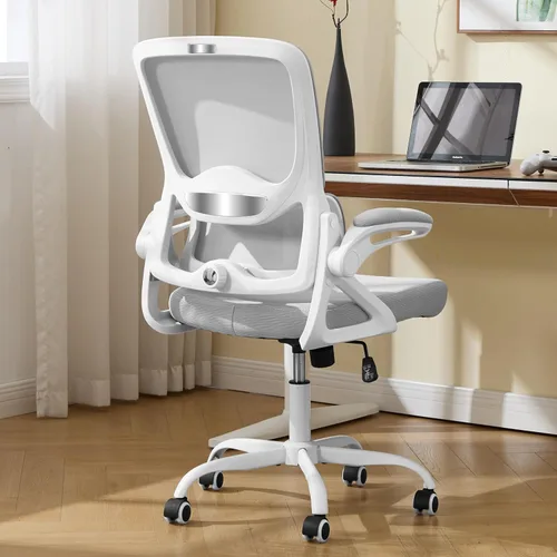 Miniatura 9 de Silla de oficina ergonómica, silla de oficina de malla con soporte lumbar, silla de escritorio de respaldo medio con brazos abatibles, cómoda silla