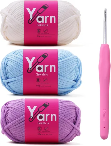 Miniatura 32 de Hilo de Crochet con Hilo de Algodón para Crochet – Hilos de Crochet Tejido para Principiantes con Puntadas Fáciles de Ver – Hilo para Crochet