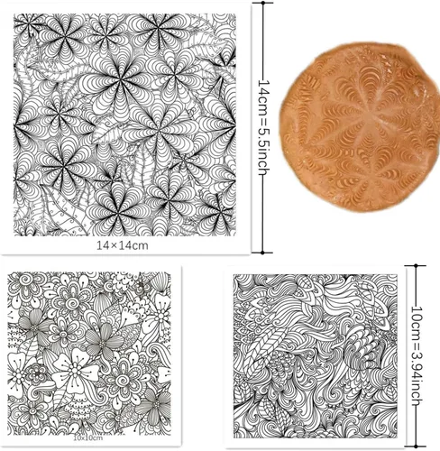 Miniatura 3 de Hojas de sello de textura de silicona prémium para joyas de arcilla polimérica y aretes de arcilla, juego de 3 patrones florales y únicos, fácil