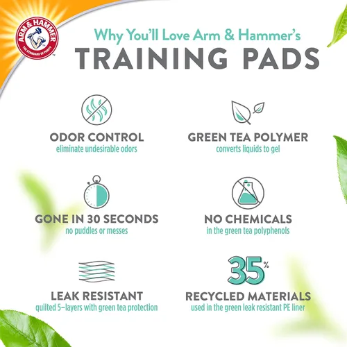Miniatura 4 de Arm & Hammer Green Tea - Almohadillas de entrenamiento para mascotas, 8 unidades, súper absorbentes con té verde y bicarbonato de sodio, control