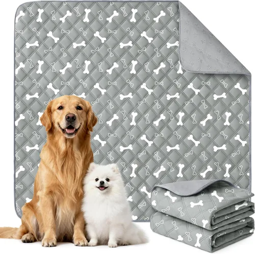 Miniatura 11 de Eterish Almohadillas reutilizables lavables para orina de perros, grandes/extra grandes 36' x 41', paquete de 2, almohadillas absorbentes para Gris