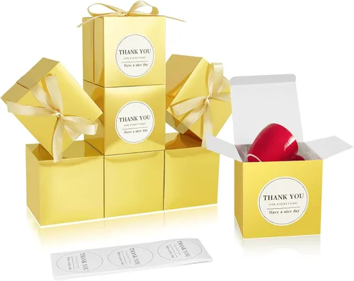 Miniatura 34 de COTOPHER 100 cajas de regalo pequeñas, cajas de regalo de 2 x 2 x 2 pulgadas, cajas de regalo de papel con cintas, caja de dulces para recuerdos