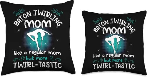Miniatura 3 de like a regular mom but more Twirl-tastic - baton twirler Throw Pillow
