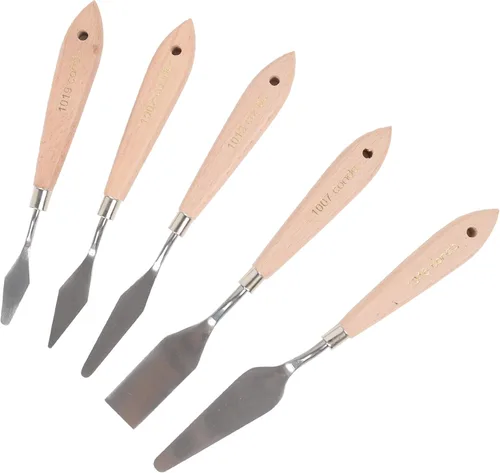 Miniatura 10 de CONDA Juego de 11 piezas de espátulas de acero inoxidable, cuchillo de paleta profesional, mango de madera para pintura