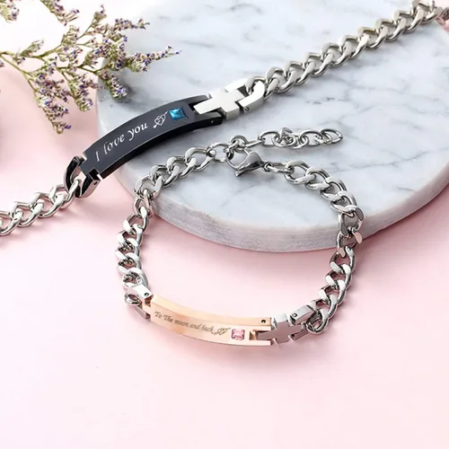 Miniatura 3 de redrain Juego de 2 pulseras ajustables para parejas, para él o ella, para aniversario, cumpleaños, día de San Valentín, regalos de Navidad