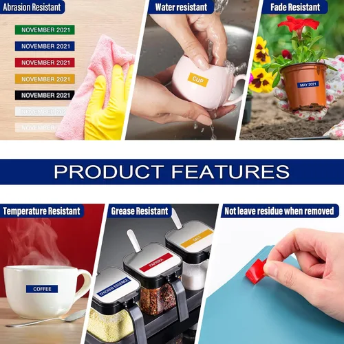 Miniatura 3 de USUPERINK Paquete de 5 etiquetas de plástico 3D compatibles con Dymo 520109, cinta blanca sobre negra, 0.354 in 3/8 pulgadas x 9.8 ft, 9.8 pies, uso