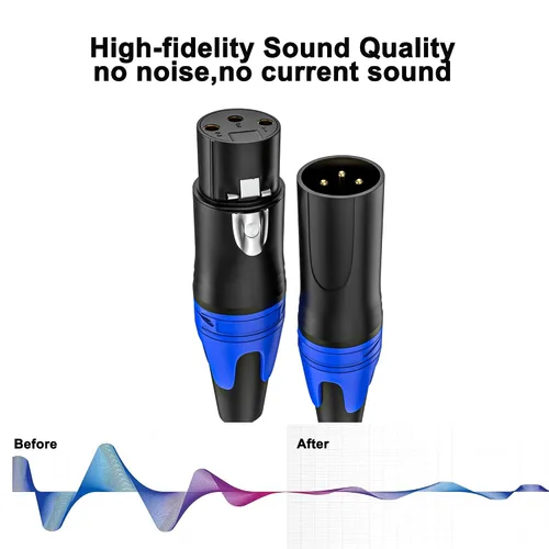 Miniatura 3 de Paquete de 2 cables XLR macho a hembra de 10 pies, cable de micrófono profesional equilibrado, cobre puro y blindaje dual, compatible