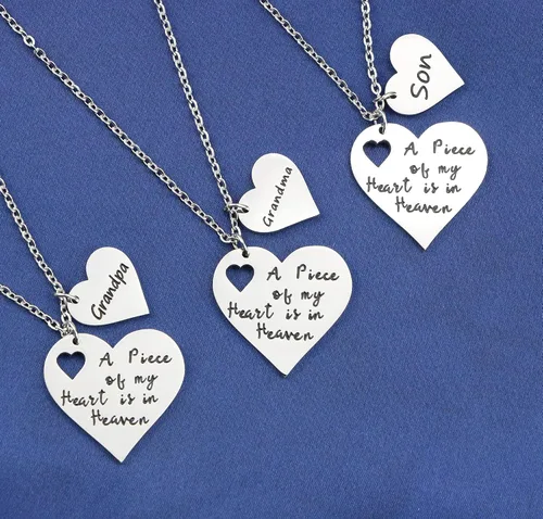 Miniatura 4 de JoycuFF A Piece of My Heart is in Heaven, regalos conmemorativos por la pérdida de ser querido, collar con colgante de plata de acero inoxidable