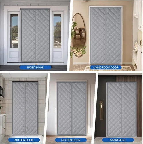 Miniatura 8 de Cortina térmica magnética para puerta que se adapta a puertas de 32"×80", cubierta térmica para puerta de invierno, tamaño de cortina 34×82