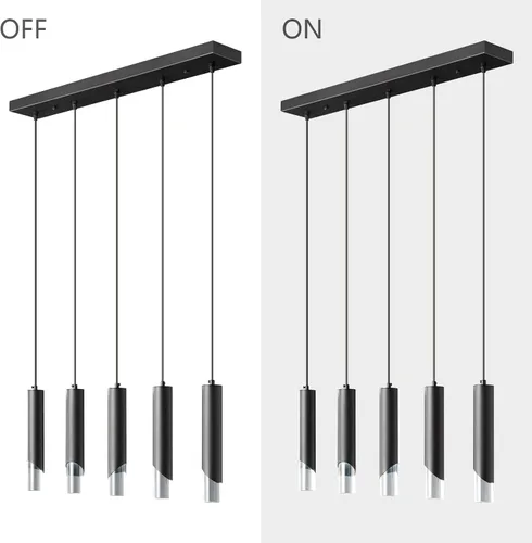 Miniatura 6 de Lámpara colgante moderna de 5 luces para isla de cocina, regulable, LED, negro, mini luces colgantes, comedor, cocina, iluminación colgante ajustable