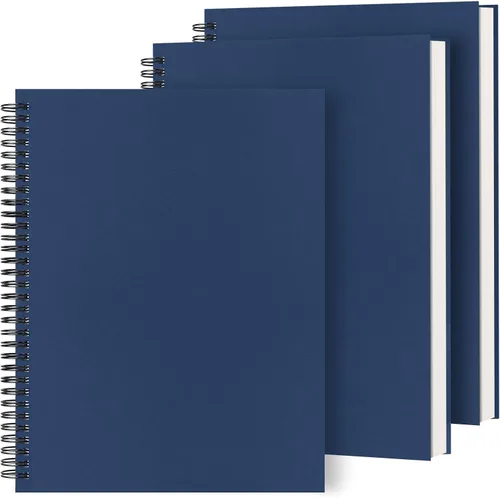 Dynta Cuadernos en Espiral 8.5" x 11" Rayados 3 Piezas Diarios Universitarios para Trabajo, Escuela y Viajes, Buenos para Hombres y Mujeres, 160 Azul