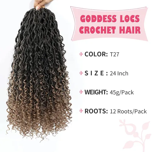 Miniatura 87 de Alicoco Goddess Locs Cabello de Ganchillo 12 Pulgadas 8 Paquetes Rastas Sintéticas de Ganchillo Para Mujeres Rastas Suaves Boho Pre-enrolladas River