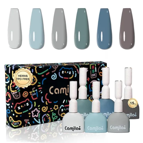 Miniatura 13 de CAMILA ¿ Juego de 6 esmaltes de uñas de gel sin Tpo de 0.5 fl oz sin Hema de colores neutros color nude claro para remojar el esmalte de gel LED