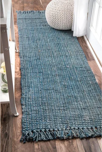 Miniatura 23 de Nuloom Daniela Navy, 2 pies 6 pulgadas x 8 pies, hecho a mano, yute, borla, suave y texturizado, alto tráfico, resistente a las manchas, fácil