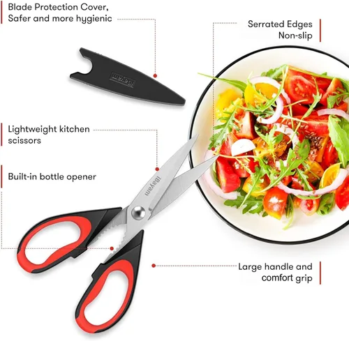 Miniatura 8 de iBayam Tijeras de cocina multiusos resistentes, juego de utensilios de cocina, utensilios de cocina de acero inoxidable, herramientas de utilidad