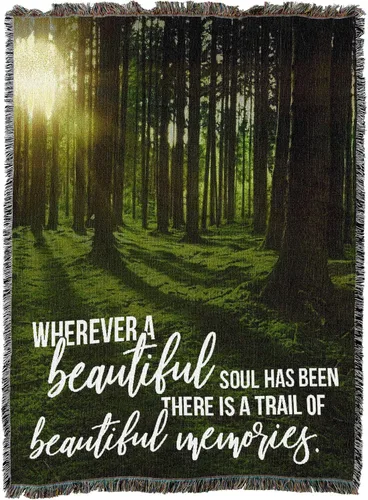 Miniatura 4 de Pure Country Weavers Manta con texto en inglés «Wherever A Beautiful Soul Has Been, There is A Trail of Beautiful Memories», tapiz de regalo