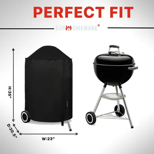 Miniatura 2 de Suphomeware Cubierta de parrilla de 18 pulgadas para Weber Kettle Charcoal, impermeable y resistente a la decoloración