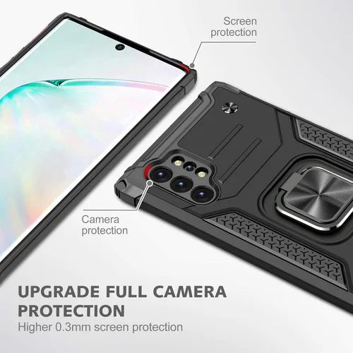 Miniatura 8 de Asuwish Funda para Samsung Galaxy Note 10 Plus Glaxay Note10+ 5G con protector de pantalla de vidrio templado y soporte de anillo para celular Negro