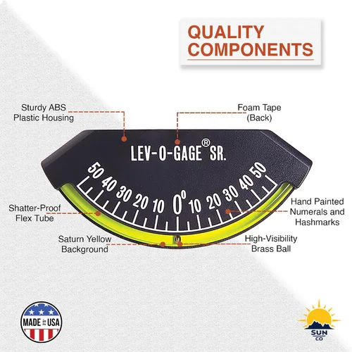 Miniatura 5 de Sun Company Lev-o-gage Sr. Marine - Clinómetro de ángulo de talón para barcos y embarcaciones marítimas Mide el ángulo de -50 a 50 grados