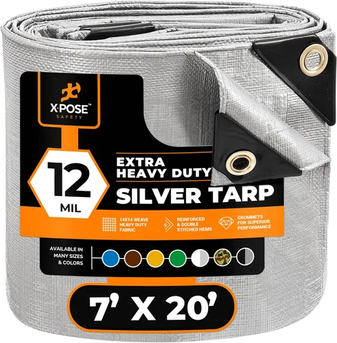 Miniatura 230 de Lona protectora Xpose Safety multiusos, de poliéster blanco, resistente, resistente al agua, resistente a la intemperie, resistente a rasguños