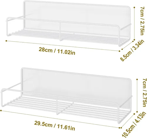 Miniatura 6 de Mystozer Paquete de 2 organizadores magnéticos blancos para especias, ahorrador de espacio para refrigerador y pizarra, estante de metal