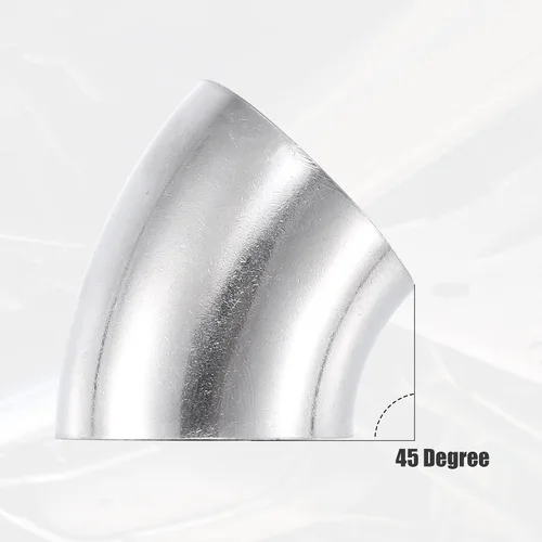 Miniatura 5 de X AUTOHAUX 2 piezas OD 1.5 pulgadas 45 grados SS304 tubo de acero inoxidable curvado para tubo de codo de escape para sistema de escape modificado