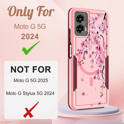 Miniatura 2 de Funda para Moto G 5G 2024 – Compatible con MagSafe para mujeres y niñas, bonita funda protectora magnética para teléfono, diseño femenino Kawaii