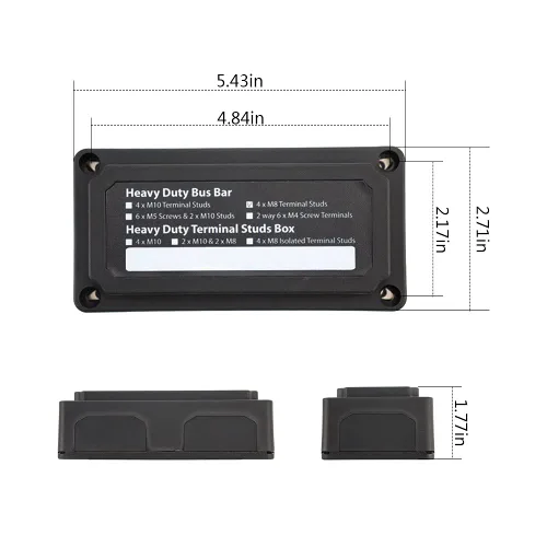 Miniatura 4 de IZTOSS Barra de autobús de 12 V, resistente al agua, bloque de distribución de energía con 4 pernos de terminal de 5/16 pulgadas (M8), barra de bus