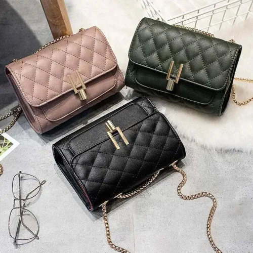 Miniatura 6 de Hanbella - Bolso cruzado para mujer, bonito bolso de hombro de cuero acolchado con correa de cadena dorada para adolescentes y niñas, bolso de mano